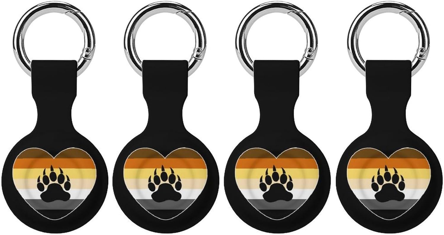 LGBT Bear Pride Heart Funny Cover Compatible with AirTag Case Protector GPS Tracker Holder with Keychain