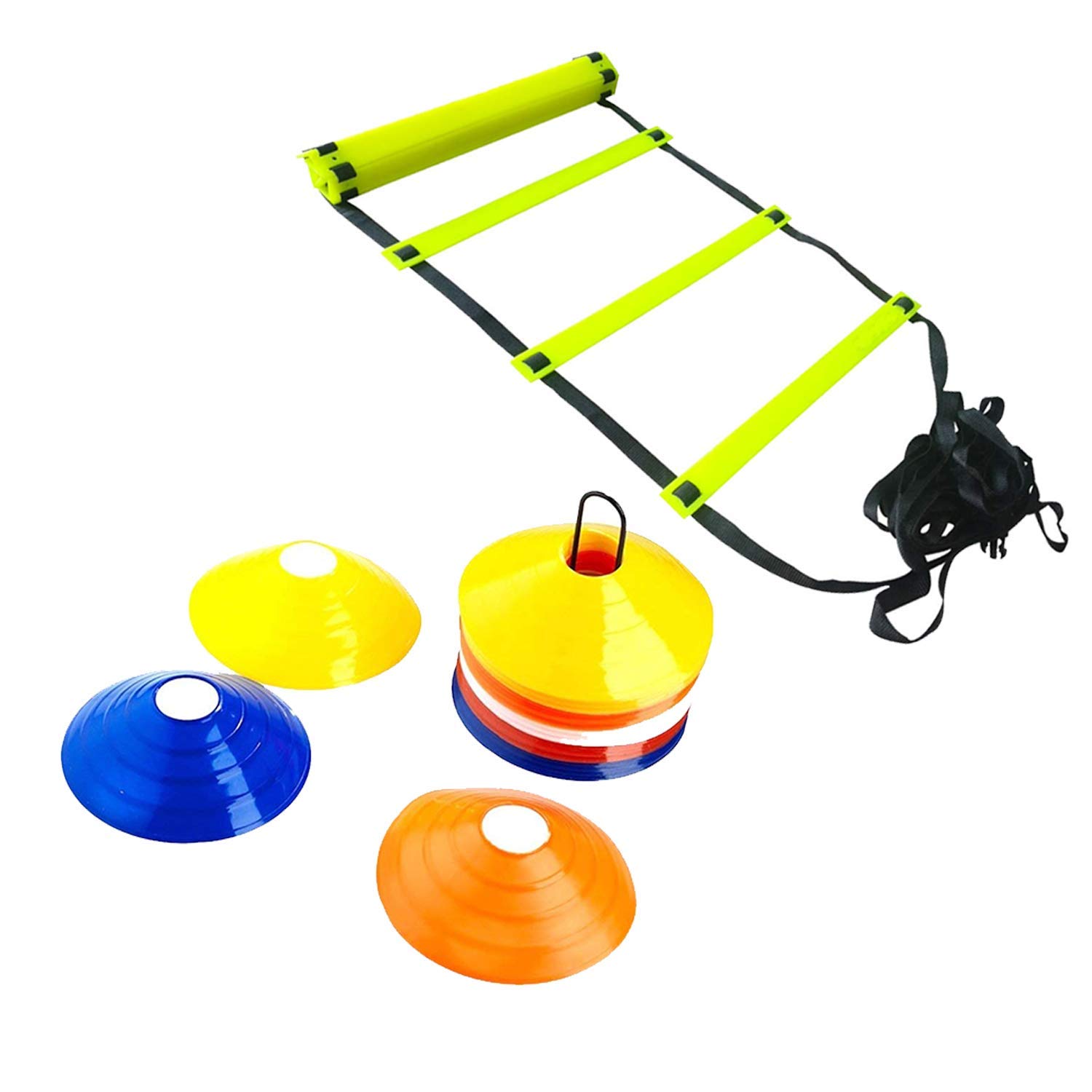 Nan-X Adjustable Speed Ladder 4 Meter with 10 rungs/Football practices Running Speed Agility Ladder/Football Saucer Cone Multi Color Set of 10/ Marker Cone Multi Color-image-28