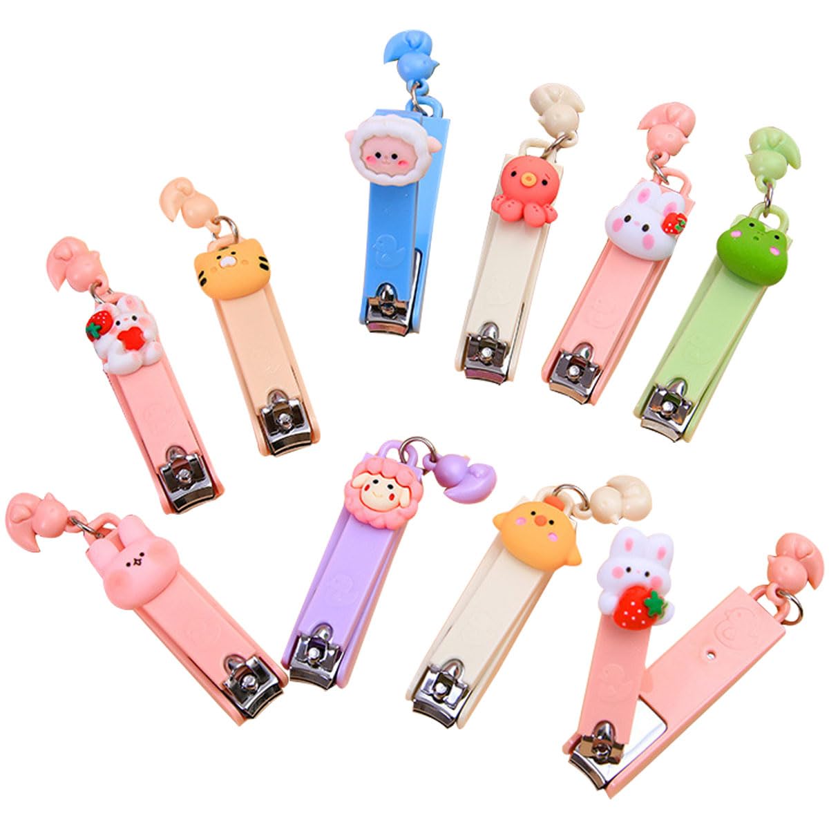 Petunny 20pcs Nail Clippers, Stainless Steel, Cute Cartoon Design, Random Color, Suitable for Women & Men