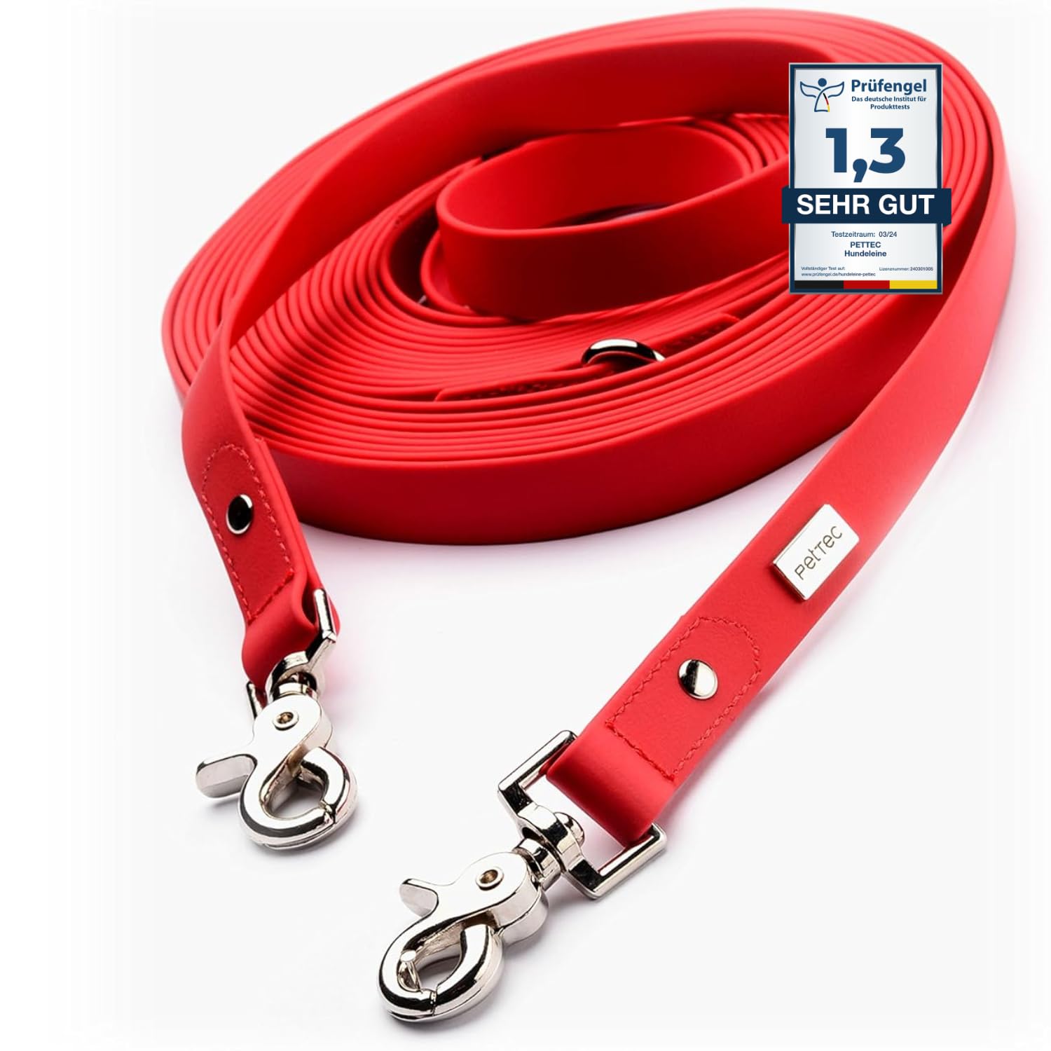 PetTec Hundeleine, Schleppleine & Führleine *5m* bis 80kg, verstellbare Trainingsleine/Ausbildungsleine/Trekkingleine für Hunde aus TRIOFLEX (ähnl. Biothane), wasserabweisend & robust, Dog Leash