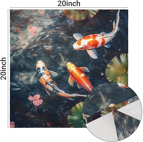 Miniatura 3 de Cloth Napkins Set of 6 Japanese Koi Fish 20x20 Inch Cloth Napkins Traditional Fish Washable Reusable Kitchen Dinner Napkins Table Decor for Wedding,