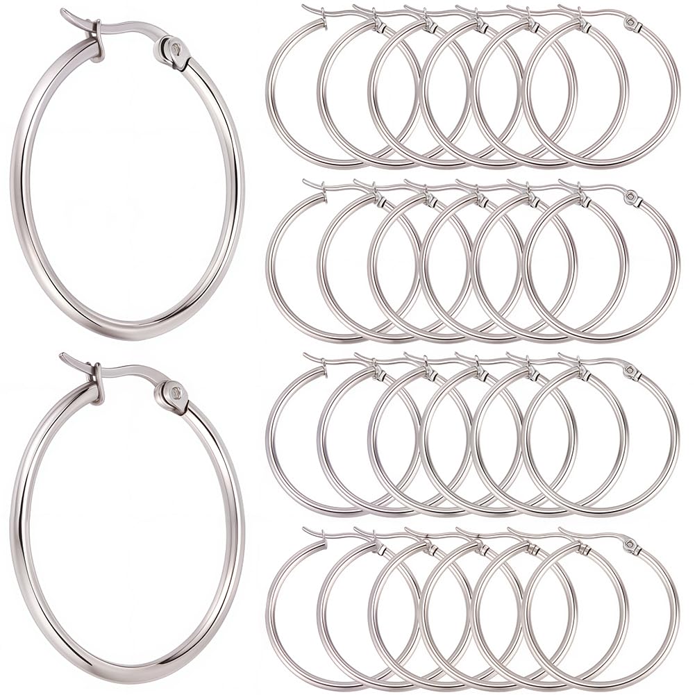 1 Scatola 30 Paia di Risultati per Orecchini A Cerchio Set di Cerchis per Perline In Acciaio Inossidabile Set di Orecchini A Cerchio Pendenti In Argento Ipoallergenico Risultati per Orecch