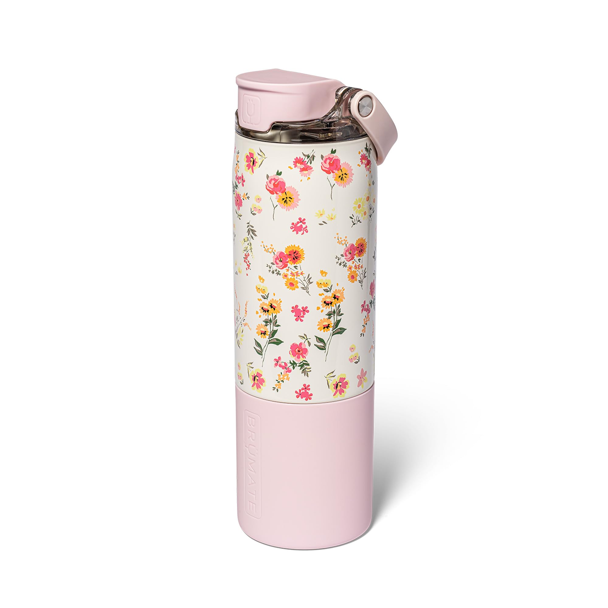 BrüMate Rise 25oz Water Bottle With 100% Leakproof Covered Straw | Insulated Stainless Steel Water Bottle With Removable Straw | Fast Flow | Soft Silicone Spout | BPA-Free (Wildflower Whisper)