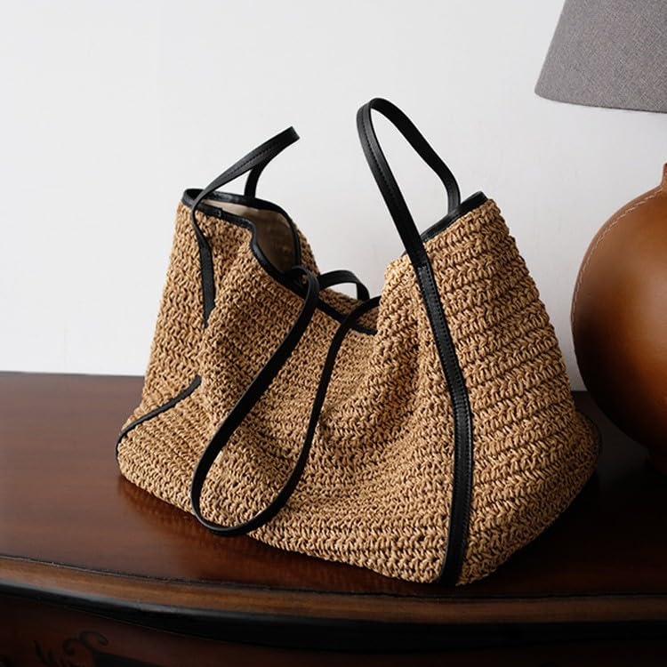 Straw Woven Tote Bags Casual Large Luxury Design Capacity Handbag Beach Shoulder Simple Women's Bag Shopping Summer bolsos2