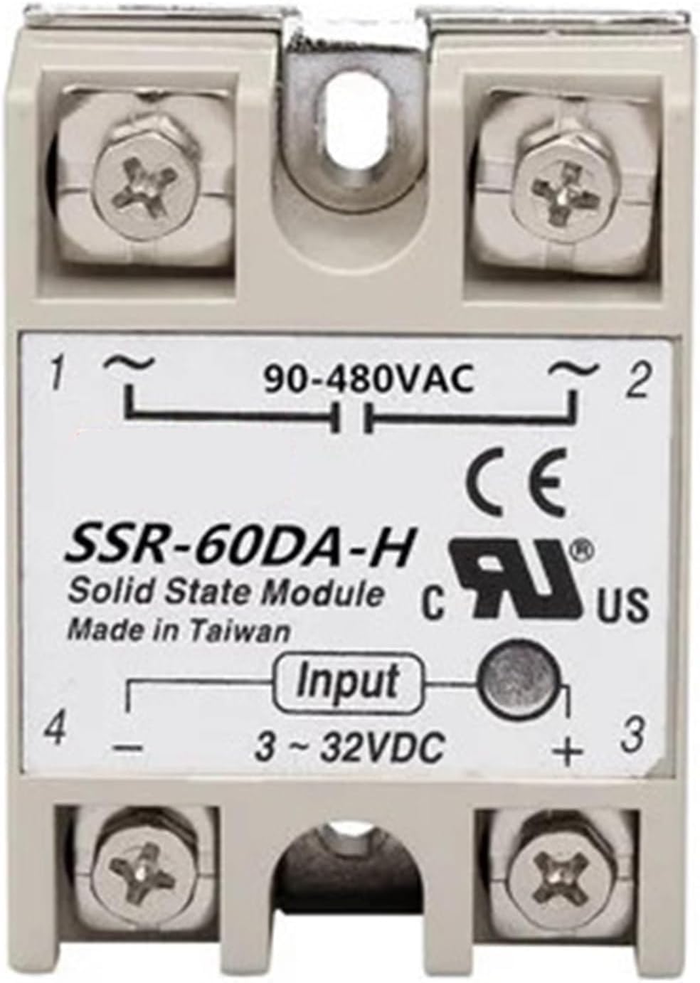 SSR-10DA-H SSR-25DA-H SSR-40DA-H SSR-50DA-H SSR-60DA-H SSR-75DA-H Solid State Relay Module 4-32V Input 90-480V AC(SSR-100DA-H)