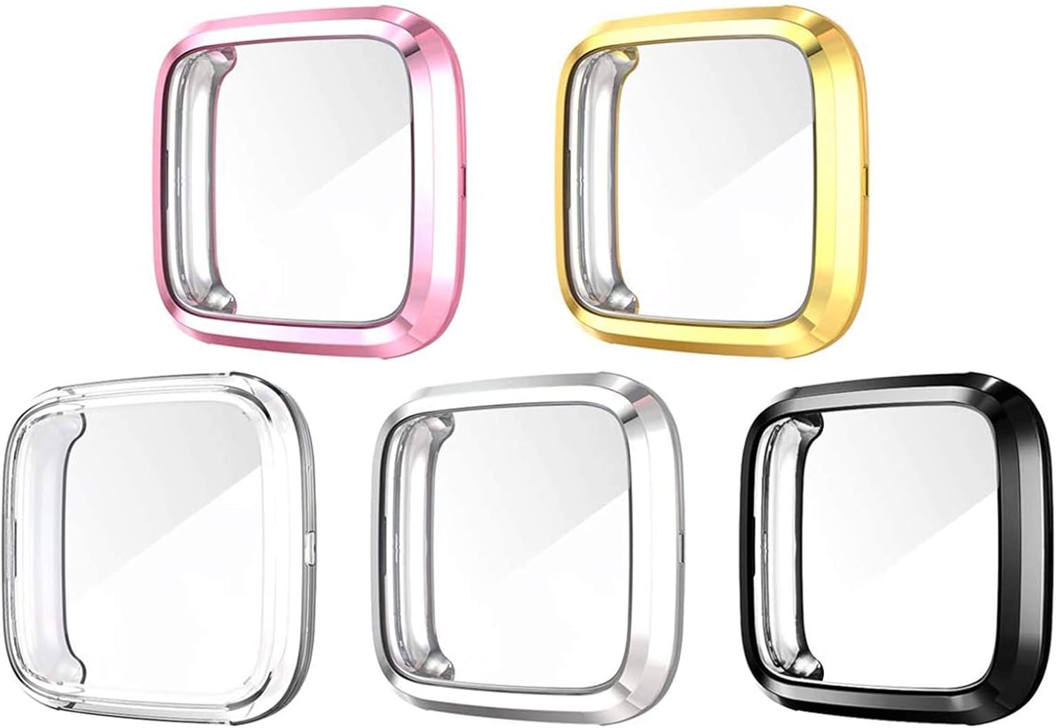 5 Pack Case for Fitbit Versa 2 with Screen Protector, Haojavo Soft TPU Full Protective Cover Ultra-Thin Scratch Resistant Slim Fit Plated Bumper for Fitbit Versa 2 Accessories