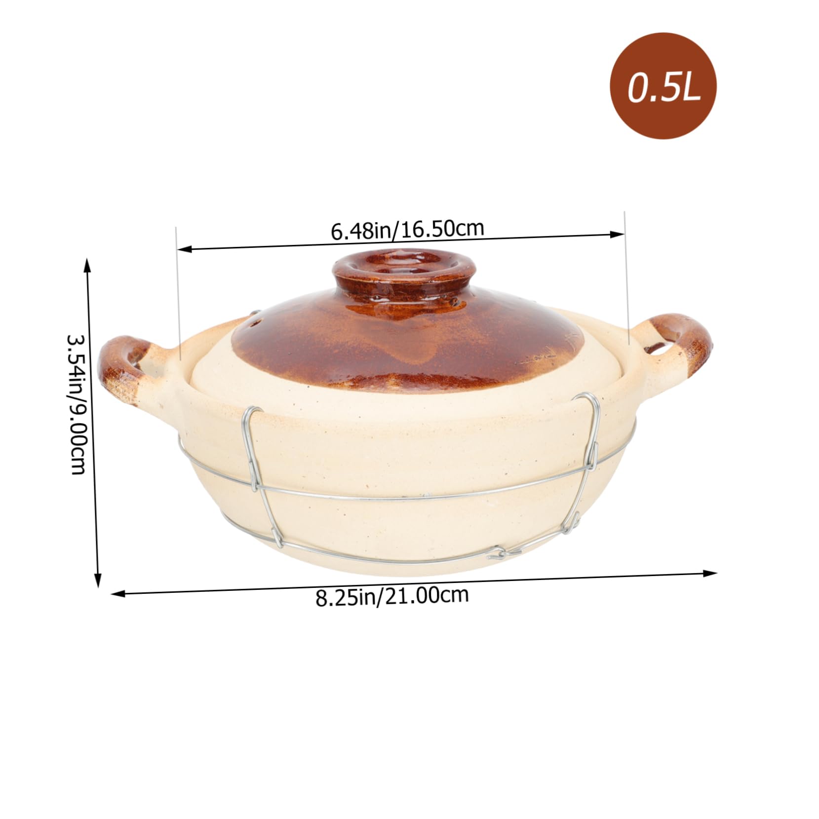 Sosoport Olla Doméstica de Barro Asa Única, Capacidad 0.5l, Transferencia Uniforme de Calor y Superficie Antiadherente para Guisar Comida en Cocina Casera