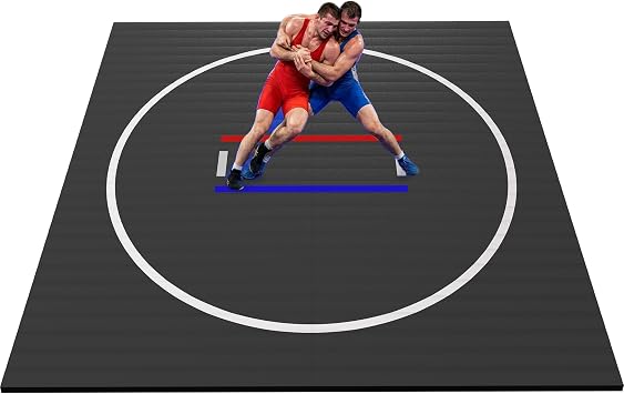 10ft x 10ft Wrestling Mat for Home, 1.25 High-Density EVA Foam Roll-Up Grappling Mat Professional BJJ, MMA, Judo Training Surface Portable Roll-Out Gymnastics Mat for Home Gym & Dojo