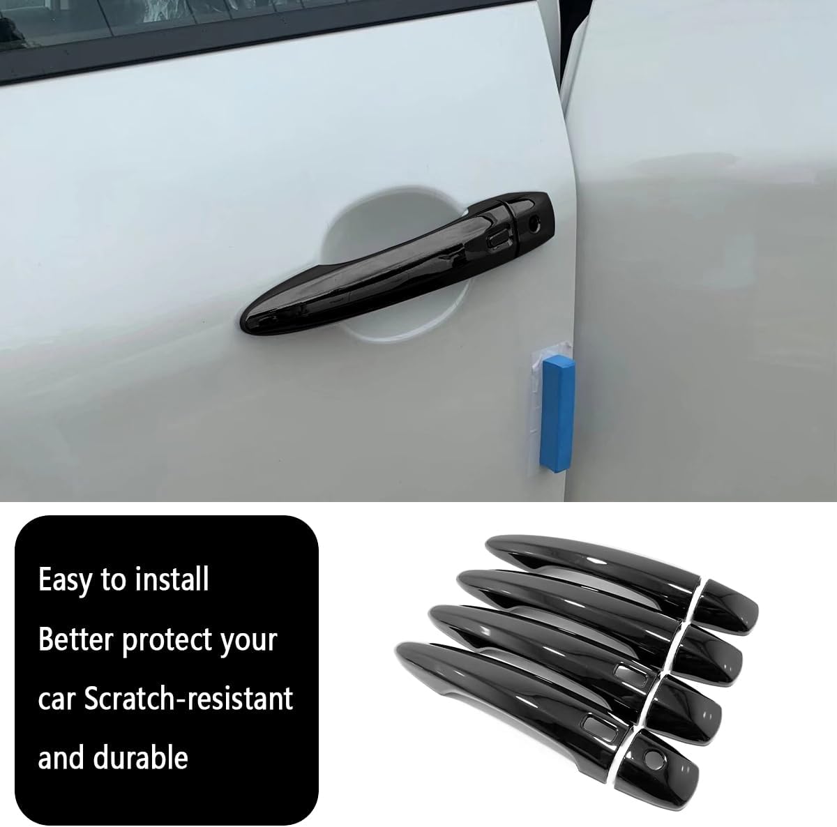 Car Accessories Fit for Nissan 2021 2022 2023 2024 Rogue Door Handle Cover Trims (with Smart Entry Holes：Glossy Black) 8PCS ABS