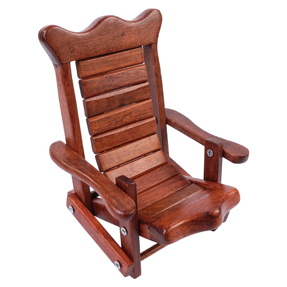 Muiltvoe Miniature Wooden Deck Chair Phone Holder – Desktop Cradle Support for cell phone, Dollhouse Accessory, Decorative Stand for Office & Travel