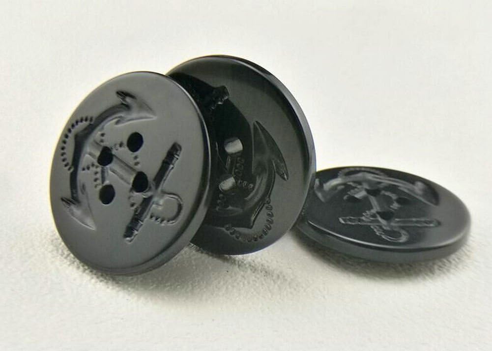 50pcs Black Type Peacoat Pea Coat Anchor Black Plastic Buttons You Pick Size