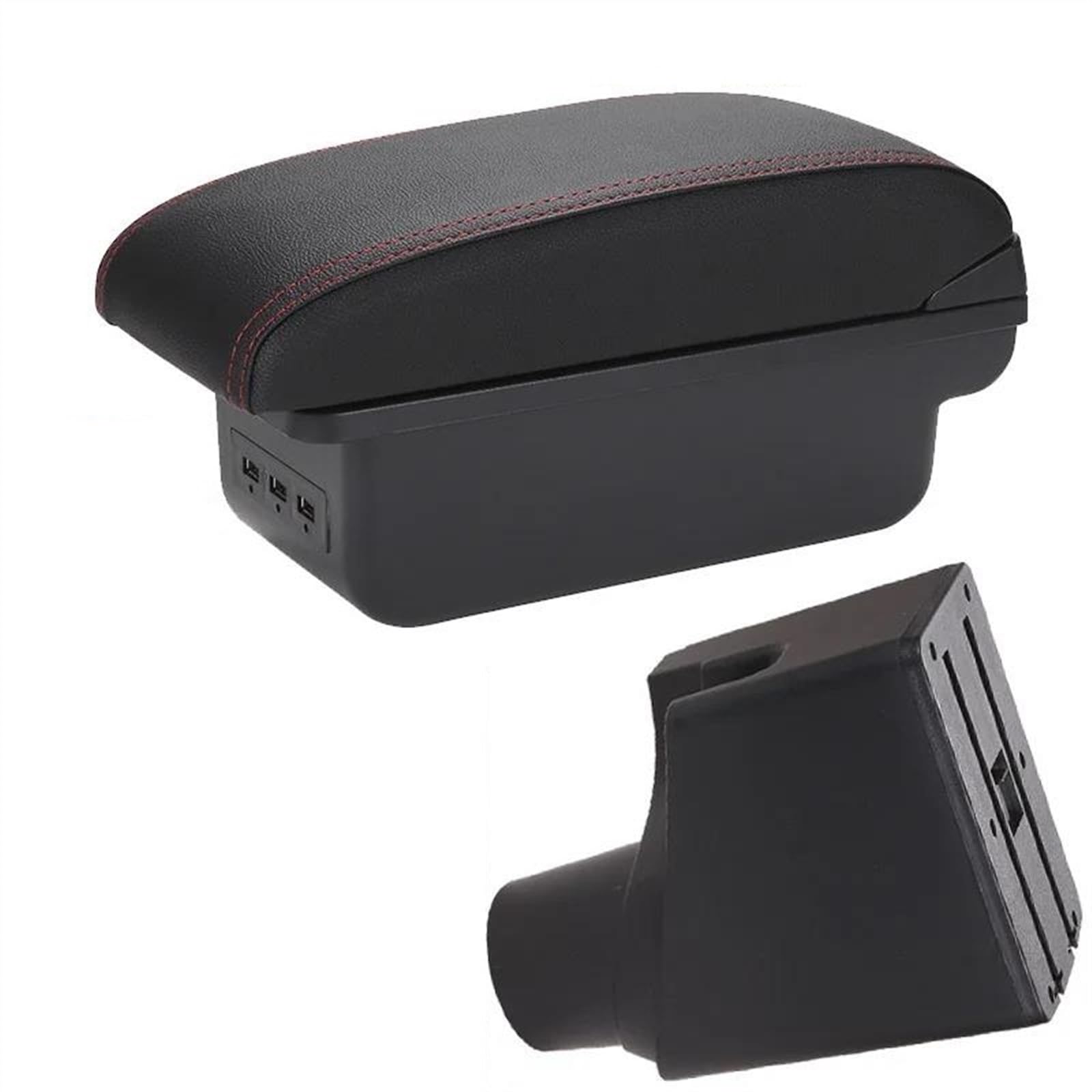 NOHEEU Car Armrest Special Storage Box Modified Parts For Yaris For Hybrid 2015-2023(B1 Black red 3USB)