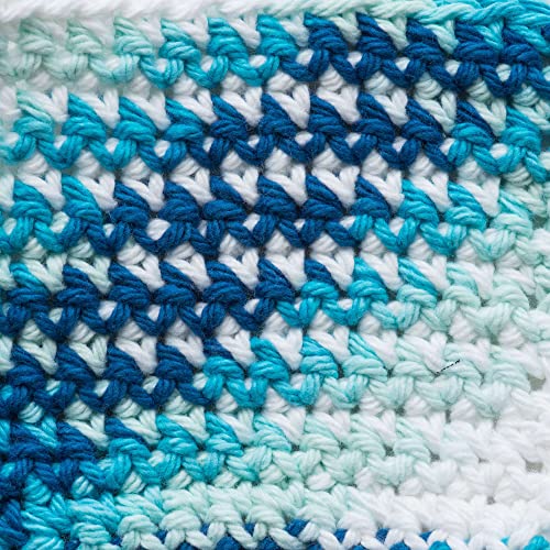 Image of Lily Sugar'n Cream 100% Cotton Yarn 6-Pack Bundle with Bella's Crafts Stitch Markers (Blue Mix)