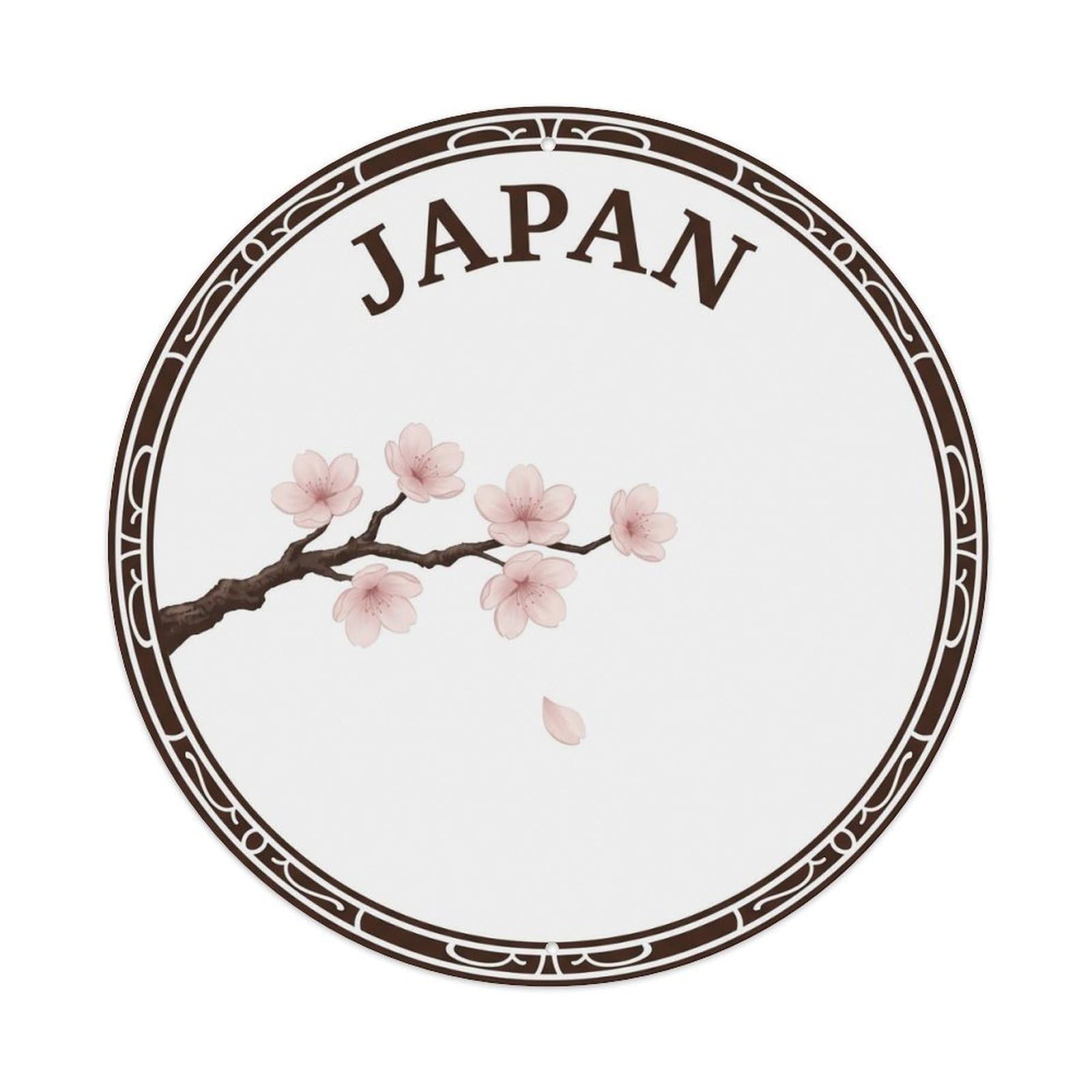 Olhnbad Style Sakura Single Branch White Landmark Travel Japan Metal Tin Sign