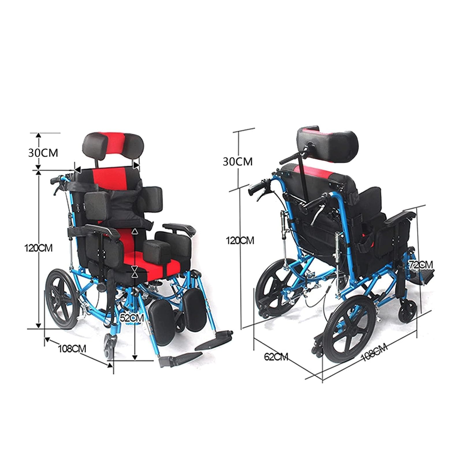 Silla de Ruedas,Silla de Ruedas para Transporte de Adultos Silla de Ruedas con Freno Manual Todo Terreno Asiento Ancho 18In Silla de Ruedas Manual Ligera/Blue