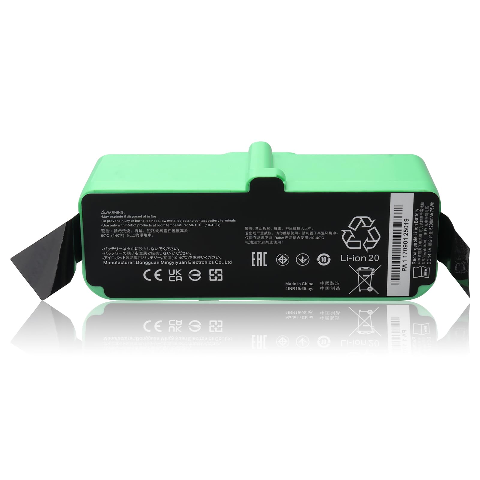 MXJFYY Batteria di ricambio agli ioni di litio 14,4 V 5200 mAh, compatibile con iRobot Roomba 980 960 985 801 850 860 870 880 890 891 895 770 780 790 640 650 655 670 671 675 680 690 685 Serie 520 521