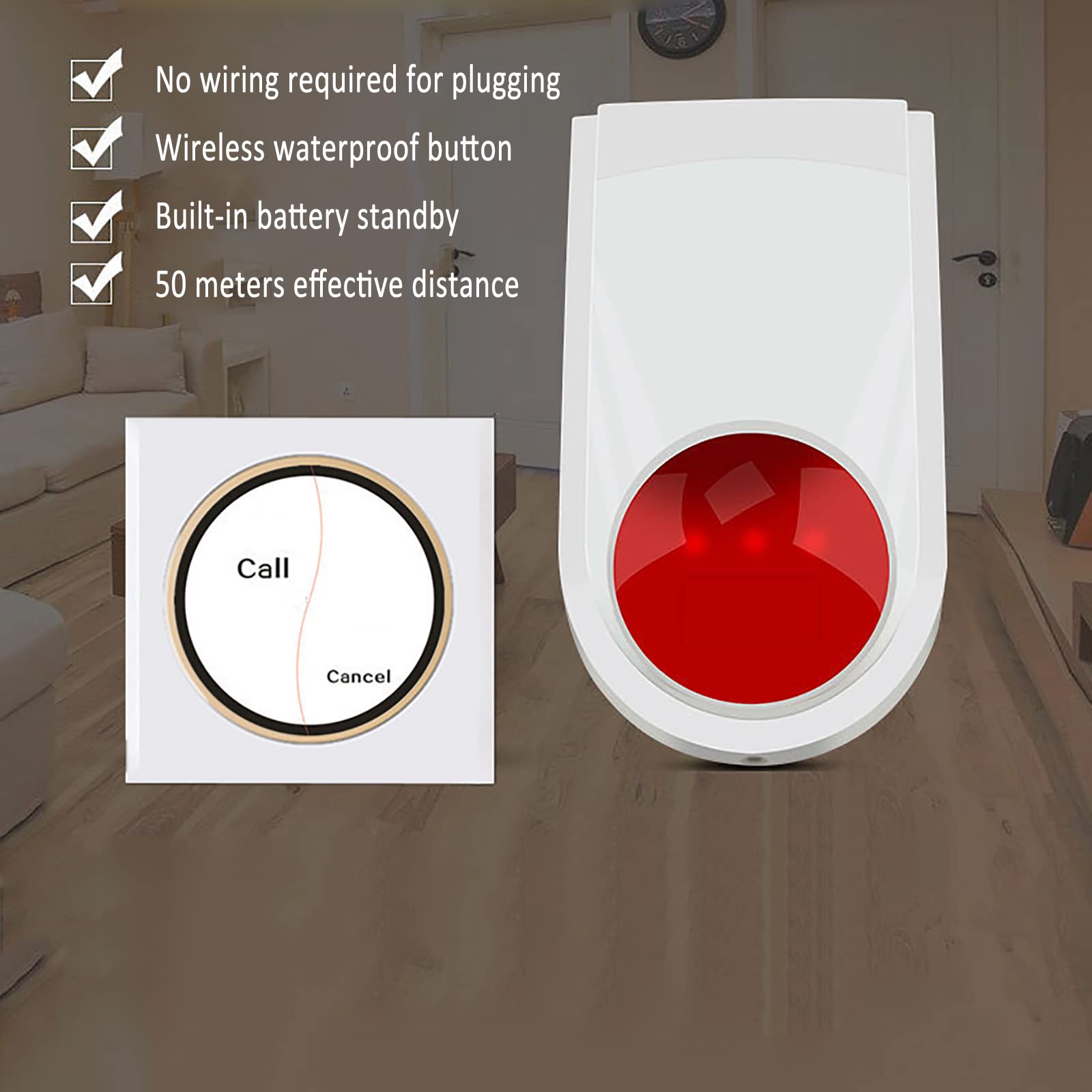 Botón de alarma de pánico de sirena estroboscópica, máxima seguridad para el hogar, hotel, tienda, sistema de alerta SOS fuerte con luz intermitente, ideal para joyerías, alarma de sirena eficaz y