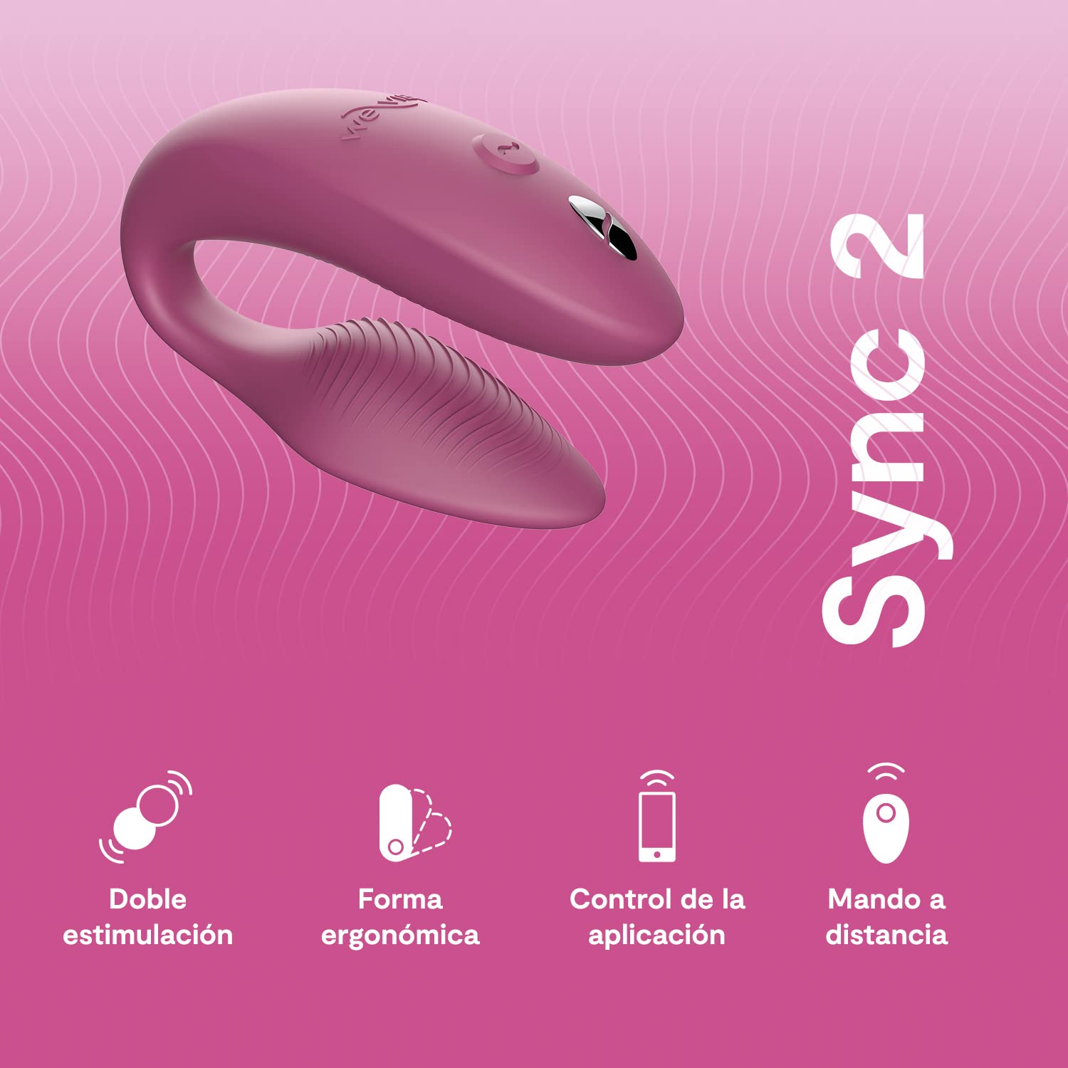 We-Vibe Sync 2 Vibrador para parejas con control por mando - Juguete sexual vibrante - Estimulación del punto G y del clítoris - Control por app y por mando - Para juegos sexuales de adultos - Rosa