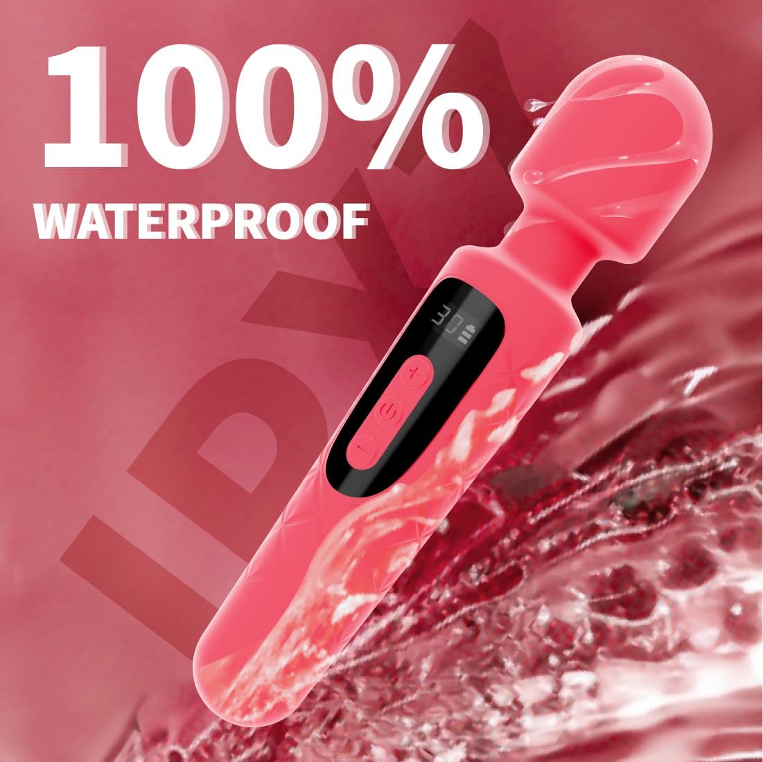 Vibrator Wand Dildo Adult Toys,Electric Muscle Massager,Clitoral Stimulation,Anal Toy,G Spot Vibrator Powerful Handheld Massager with 30 Speeds,LCD Rechargeable Adult Sex Toy for Women Couple (Red)