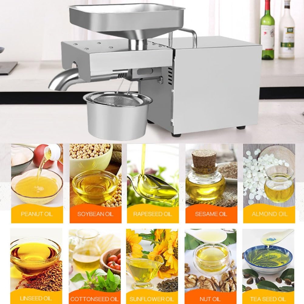 Automatyczna prasa olejowa do zimnego/gorącego oleju orzechowego, domowa, komercyjna, ze stali nierdzewnej, fizycznie tłoczony separator oleju z wyświetlaczem LCD, do nasion orzechów kokosowych