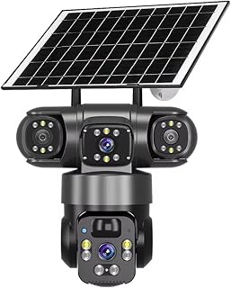 Allthingstore Cámara de seguridad WiFi alimentada por energía solar, batería de 8000 mAh, detección PIR, color, impermeable IP66 para uso (negro)