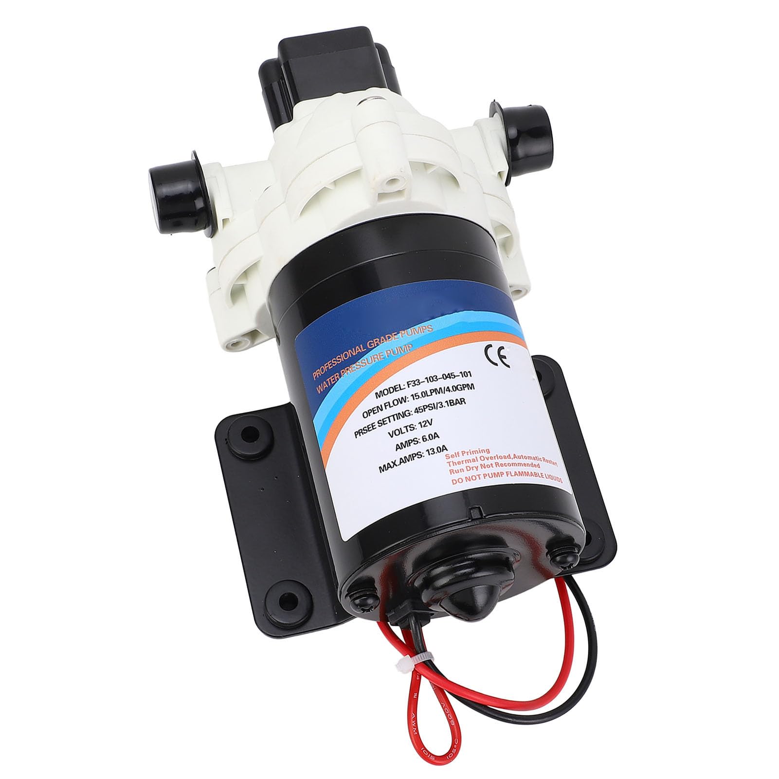 Pompa RV, 12V DC 4.0 GPM 45 PSI Samozasysająca Pompa Membranowa do Przyczepy Kempingowej RV Marine Yacht, Praca Przy Niskim Poziomie Hałasu, Automatyczne Uru