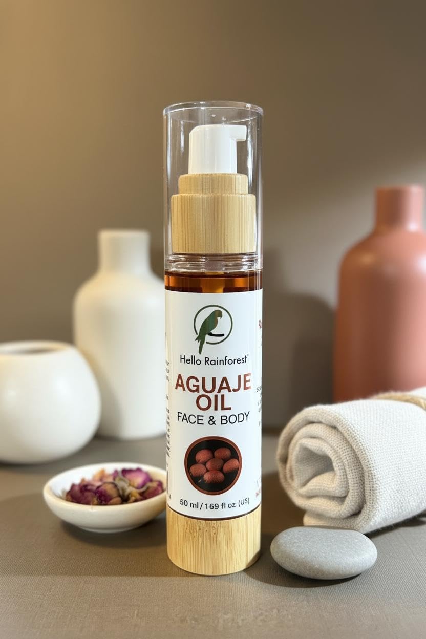 Lightweight Aguaje Oil for Face and Body – 100% Pure Plant-Based Botanical Care with Nutrient-Rich Aguaje Fruit for Radiant Skin - Premium 50mL Air-Free Amazonian buriti Fruit Oil for Daily Skincare
