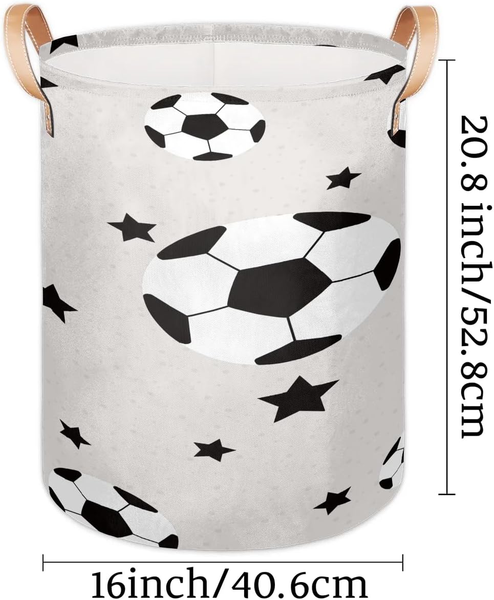 Football Begie Background Round Laundry Basket with Handles 70L Large Laundry Hamper Collapsible Polyester Dirty Clothes Storage Bucket Tall Organizer Basket for Nursery Bathroom Decor