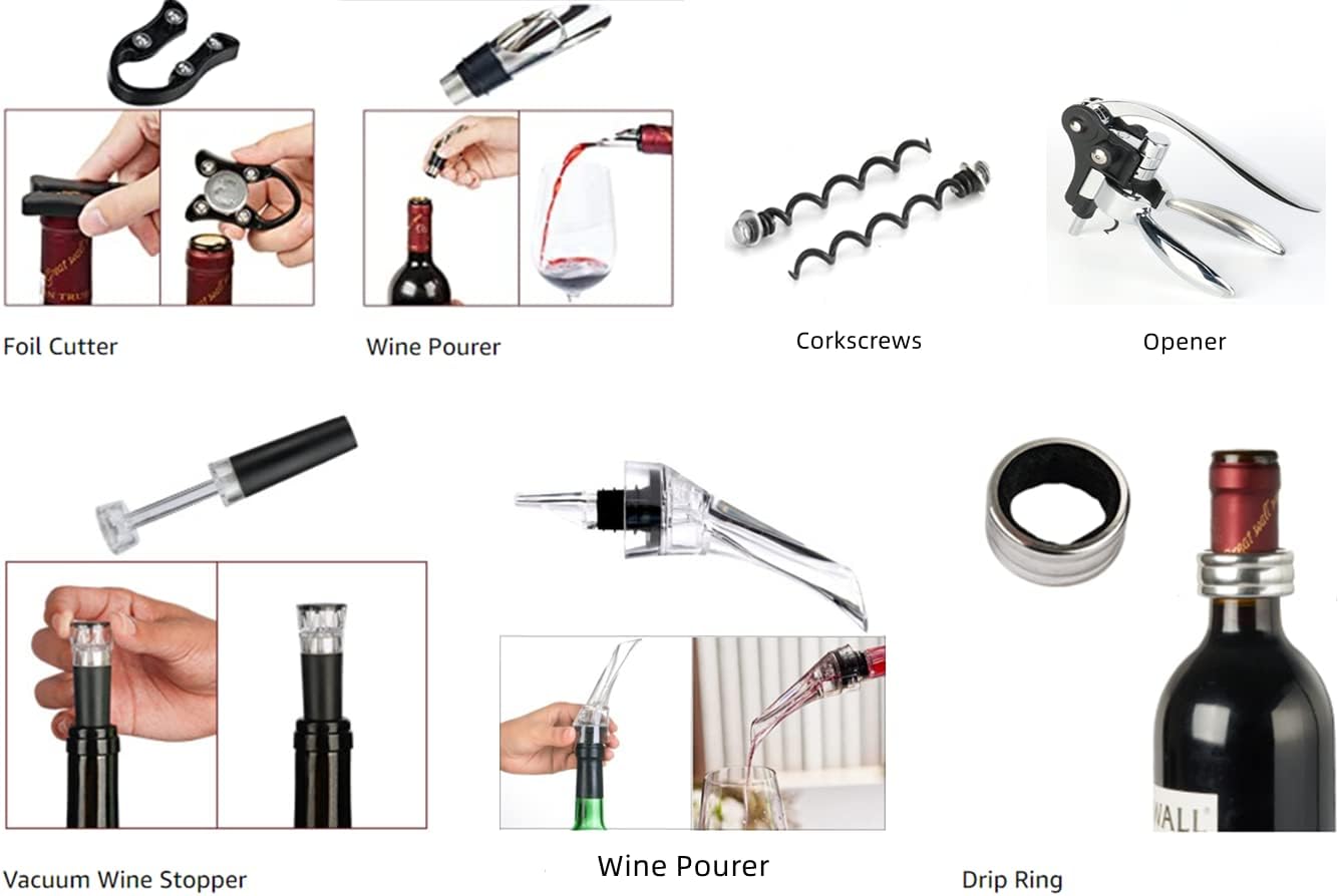Wine Opener,Wine Bottle Opener, Wine Accessories Areator Wine Opener Kit, Red wine Corkscrew Set with Wood Case,Wine Gift with Luxury Packaging - Image 3