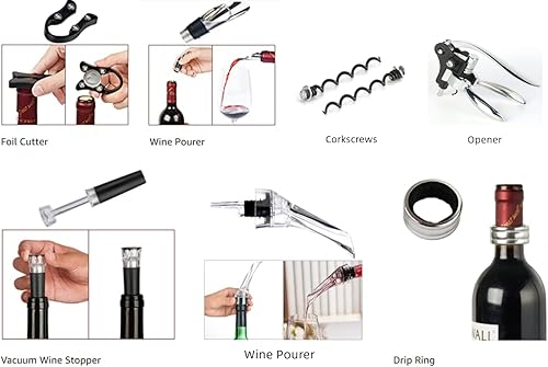 Miniatura 3 de Abridor de botellas de vino, accesorios de vino Areator Kit de abridor de vino, juego de sacacorchos de vino tinto con estuche de madera, regalo de