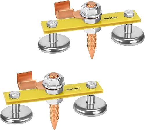 BAYTORY - Herramientas de abrazadera de sujeción magnética de soldadura mejoradas, 2 piezas de cabeza de imán de soldadura gemela, magnetismo fuerte