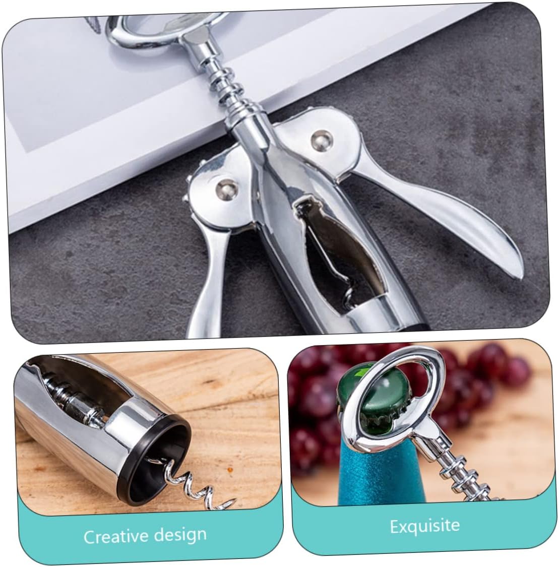 Cabilock Premium Red Wine Corkscrew Opener Wing Corkscrew Foil Cutter Heavy Duty Zinc Alloy Easy to Use for Home Restaurants and Bartenders