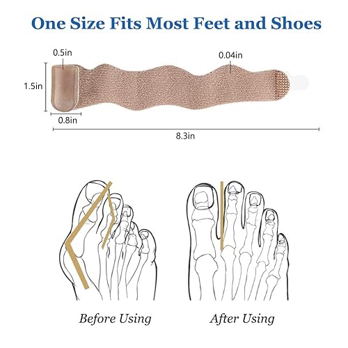 Miniatura 6 de Envolturas separadoras de dedos grandes (4 piezas), almohadilla correctora de juanetes ajustable con cojines de gel suaves para aliviar el dolor de