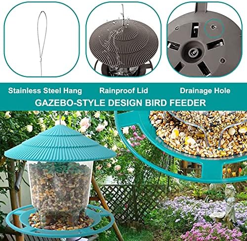 Zeqeey Bird Seed Feeder Hanging Wildlife Birds Feeder for Feeding Outdoor Garden Mix Seed Blends Sunflower Heart Peanuts Nut Attracting Dunnocks Blue Tits Robins, Blue