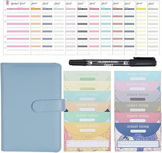 A6 PU Leather Budget Binder Notebook Money Envelopes Organizer for Cash Saving with Envelopes Expense Sheets and Marker Pen (Color : B, Size : 7.5 * 5.1 inch) (D 7.5 * 5.1 inch)