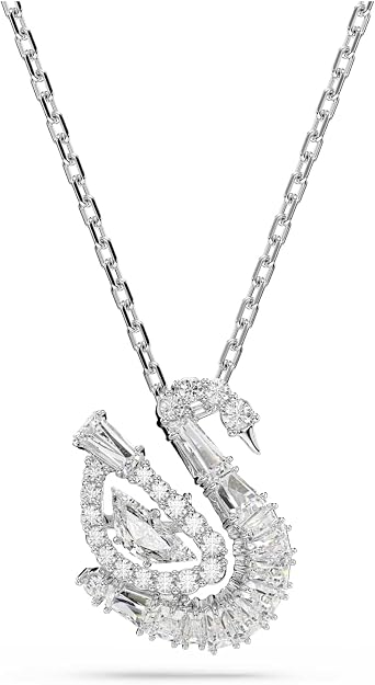 Swarovski Swan Pendant, Mixed Cut, Swan, White