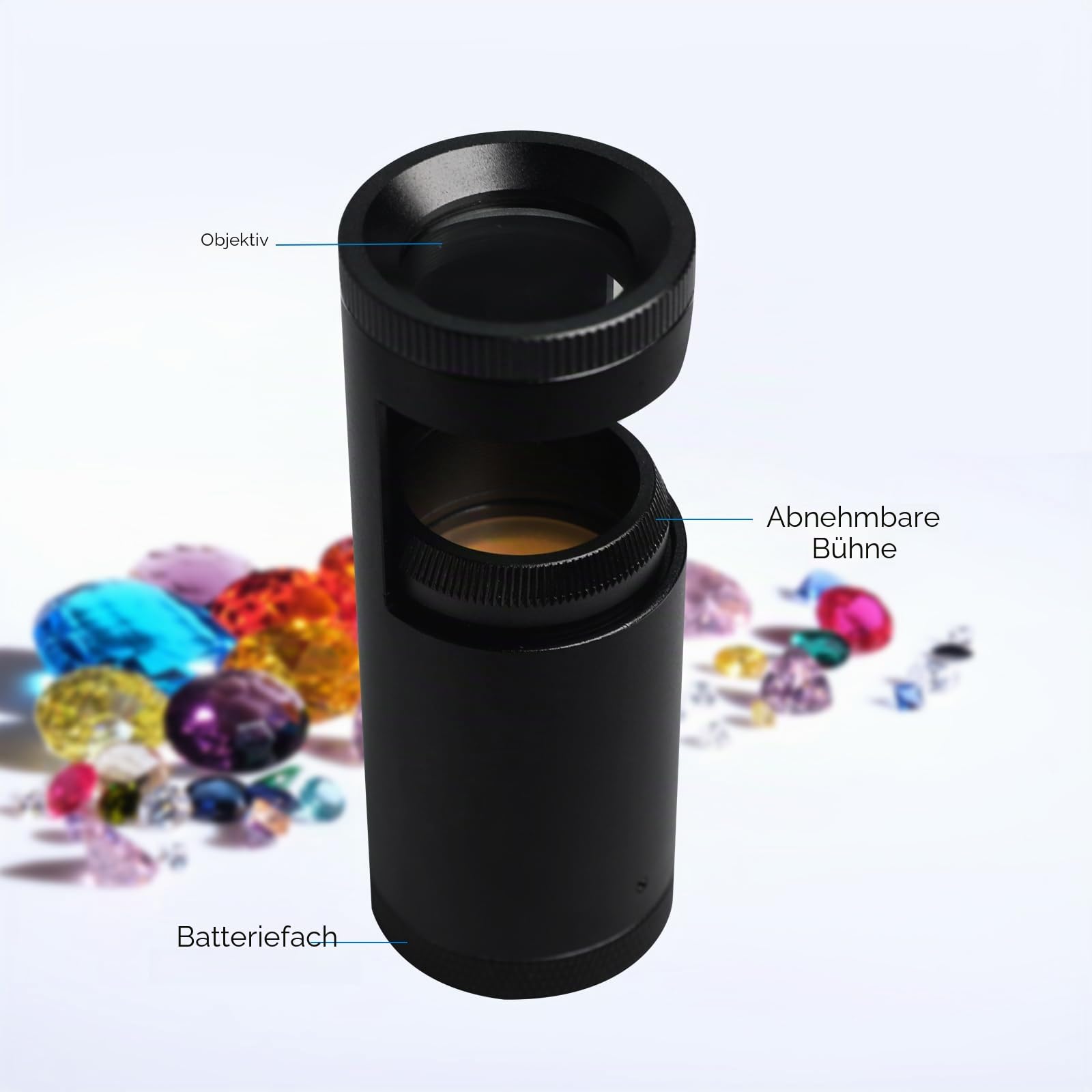 Handheld-Doppel-Linsen-Polariskop, tragbar, 93 mm Länge, LED-Edelstein-Polariskop, mit 24 mm Durchmesser, integriertes LED-Licht, optische Eigenschaften, Werkzeug für Juweliere, Gemologen zur