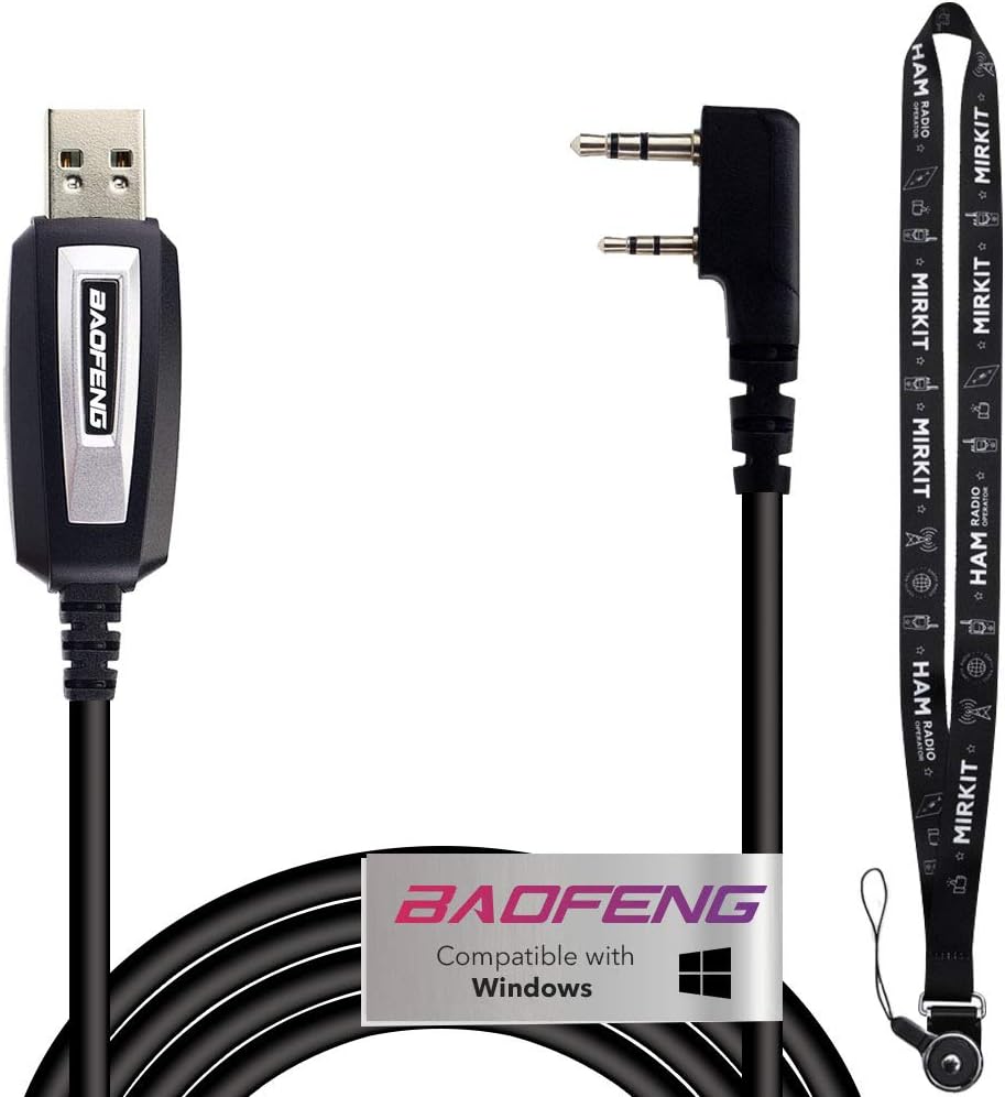 MIRKITBaofeng Programming Cable for UV-5R and UV-82 for Two Way Ham Portable Radios: UV-5R,5RA,5R Plus,5Re,BF F8HP, BF-888S, UV82HP, 5RX3 and Lanyard