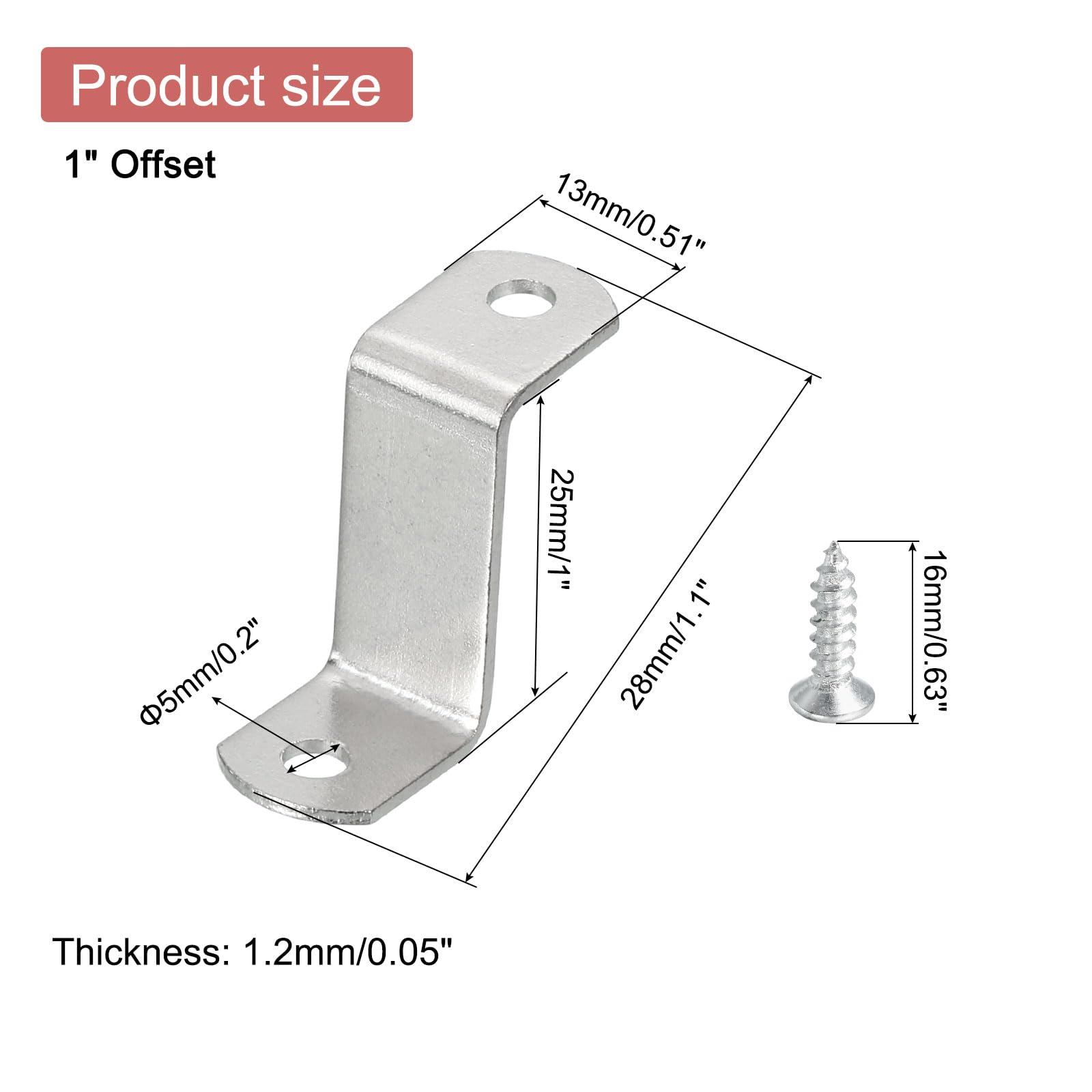 20 Stück Leinwand-Clips Z-Form – 9,5 Mm Versetzt, Aus Verzinktem Eisen, Mit Schrauben