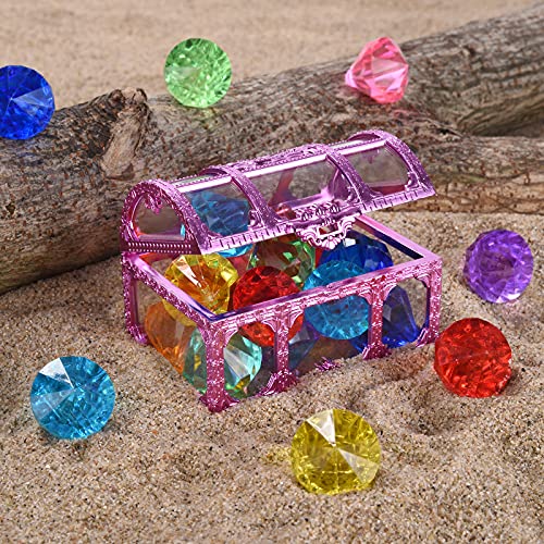 Diving Gem Pool Toy 12 Diamonds Set With Treasure Pirate Box Summer Swimming Gem Pirate Diving Toys Underwater Toy For Pool Use Treasures Gift Sets (Purple) #TOP3