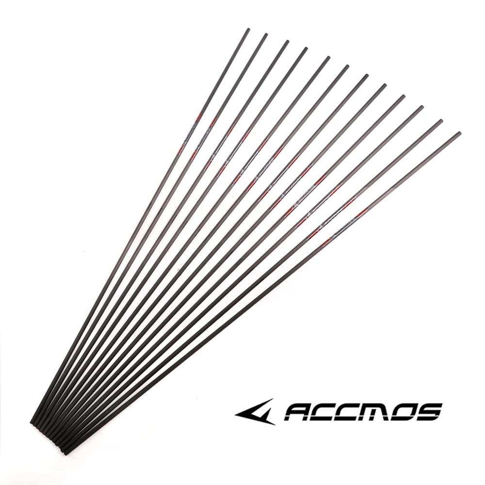 ACCMOS 31 Pollici Tiro con L'Arco Albero della Freccia ID 6,2 mm Albero delle Frecce in Carbonio Spine 600 Caccia o Pratica di Tiro Tubo Dell'asta della Freccia 12 pz (Spine 600, 31inch)
