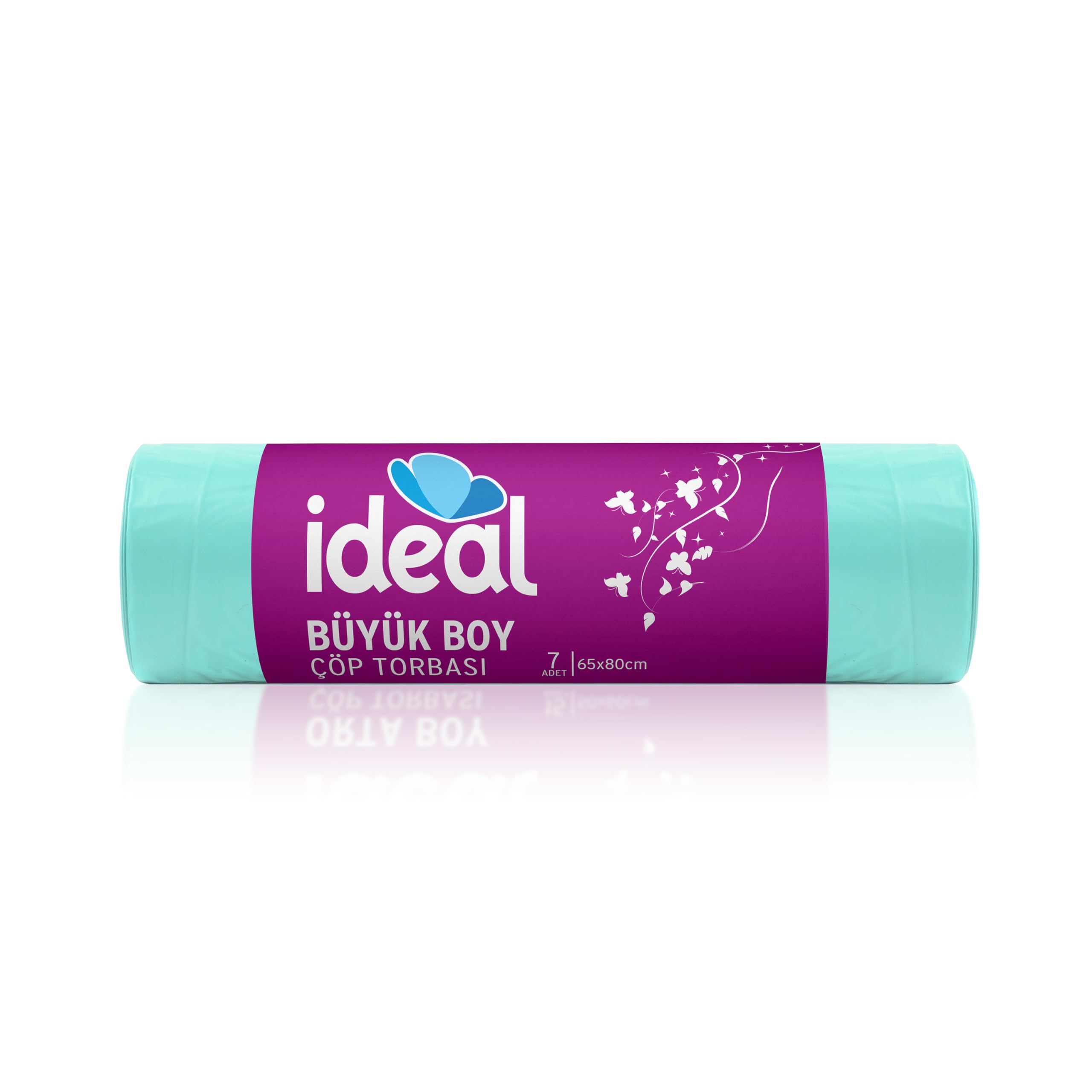 İdeal Büyük Boy Çöp Poşeti 7'li 65x80 cm, Sızdırmaz ve Yırtılmaz, Ekonomik Büyük Boy Çöp Torbası, Geri Dönüştürülebilir Atık Torbası, Doğa Dostu, Sürdürülebilir, Güçlü ve Dayanıklı Çöp Poşeti
