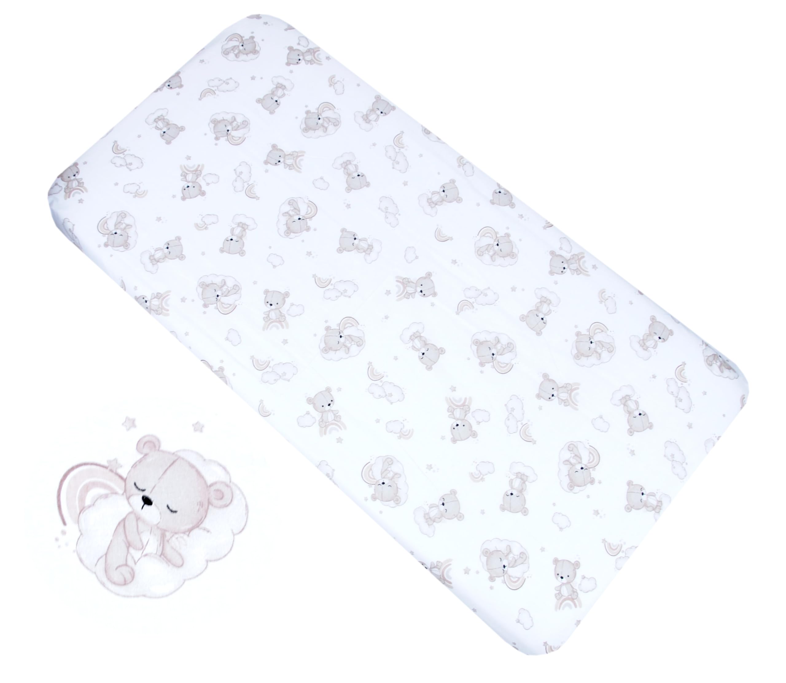 BABYLUX Baby Spannbettlaken für Kinderbett - 100% Baumwolle,60x120 / 70x140 cm weich und bequem, passend für alle Standardmatratzen, (138 - Bären, 60x120cm)