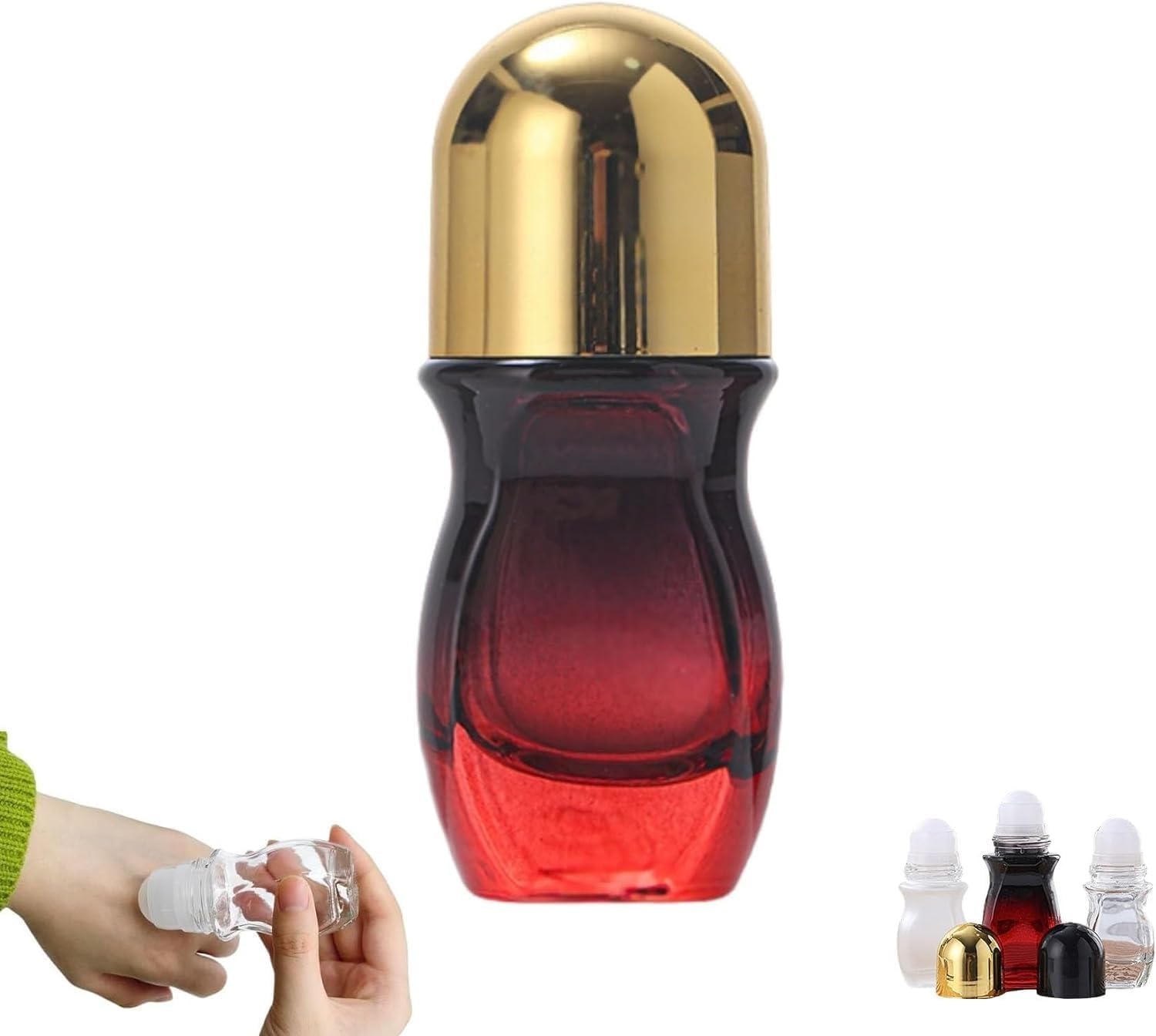 PurYupearl 50 ML Red Glass Empty Roller Bottles with Plastic Roller Ball, Deodorant Roll On Bottles Containers Leak Proof Massage Roller Ball Bottle