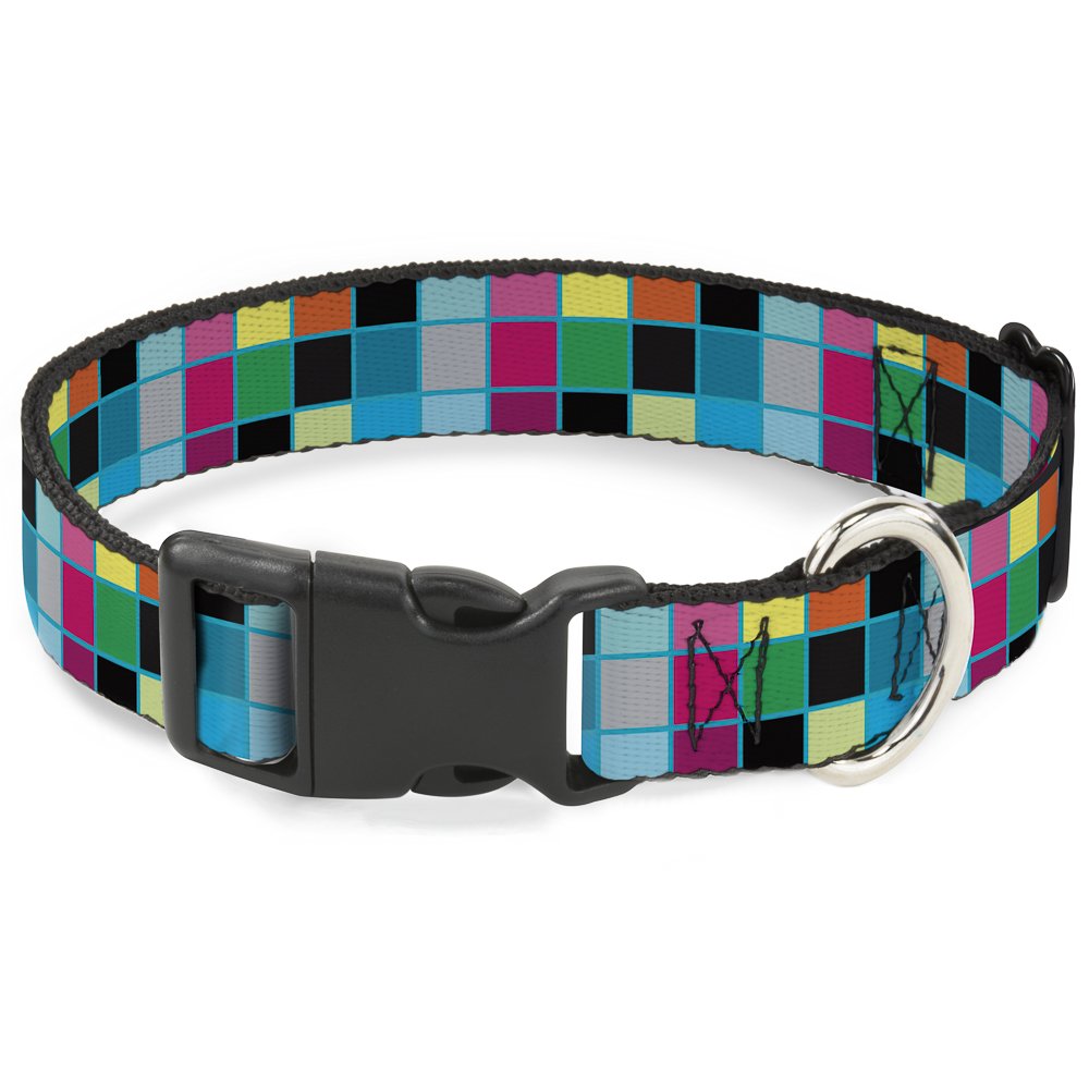 Collier Checker Bright Pastel Buckle Down étroit Medium avec double clip