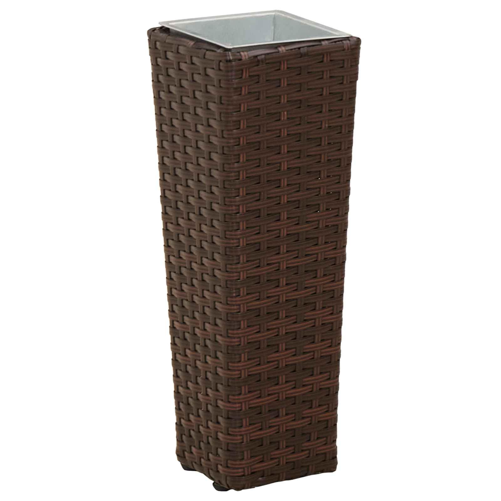 Zestaw metalowych doniczek na rośliny, 3-częściowy, z wyjmowanymi doniczkami wewnętrznymi, odporne na warunki atmosferyczne, do ogrodu, na balkon, taras, rattanowy wygląd doniczki