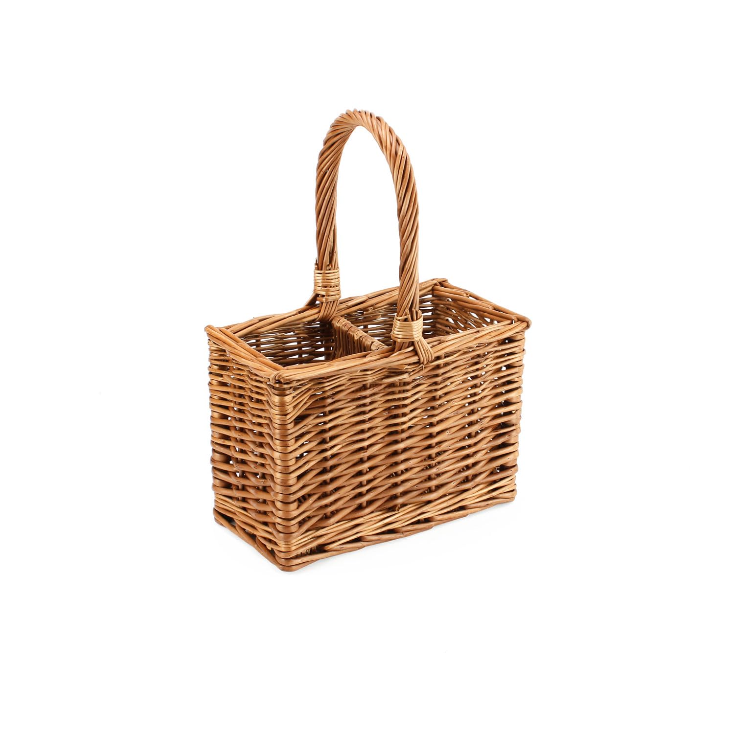 Gadsby Natural 2 Bottle Double Steamed Wicker Bottle Carrier Picnic Bottle Basket