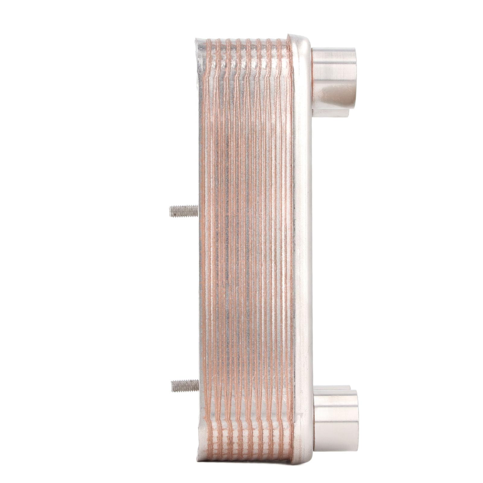 Bewinner Intercambiador de Calor de Placa Soldada de 18 Placas, 2L, Enfriador de Mosto de Cerveza de Cobre de Acero Inoxidable 304 para Refrigeración por Agua, Elaboración de Cerveza Casera