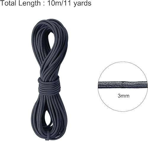 Vista 435 de PATIKIL Cuerda elástica elástica de 1/8 pulgadas, 11 yardas (0.118 in x 32.8 ft), color verde militar para manualidades, correas de gancho