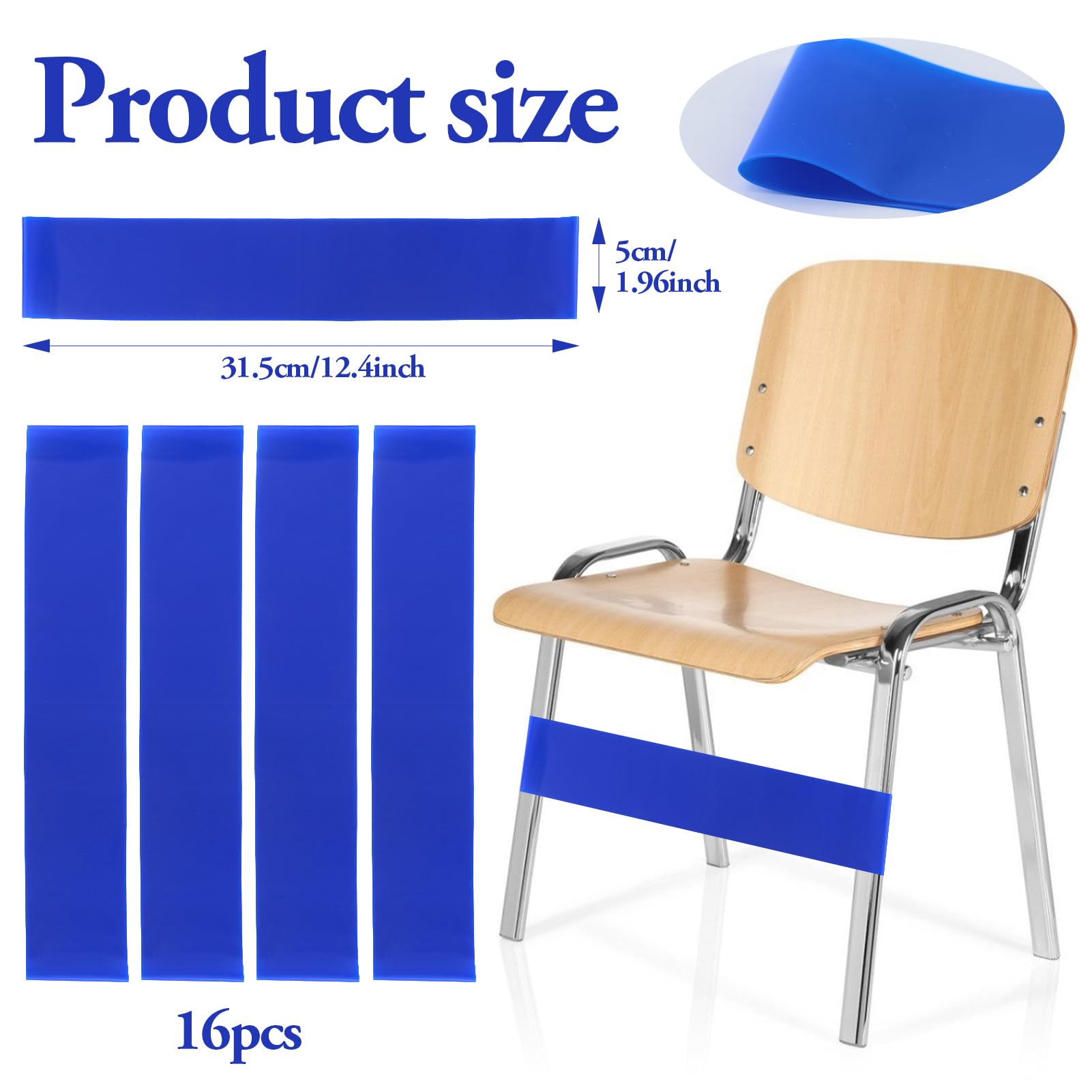 16 Pack Chair Bands,Chair Bands for Kids with Fidgety Feet Chair Stretch Foot Band Fidget Bands Flexible Seating for Classroom Elementary Chairs Desks (Blue) - Image 2